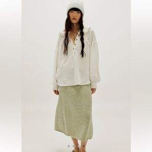 Free People Queen Of Hearts Thermal Henley Medium White Ivory